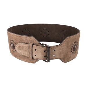 Azzedine Alaia Belt Vintage Suede Brass Hardware Wide 65